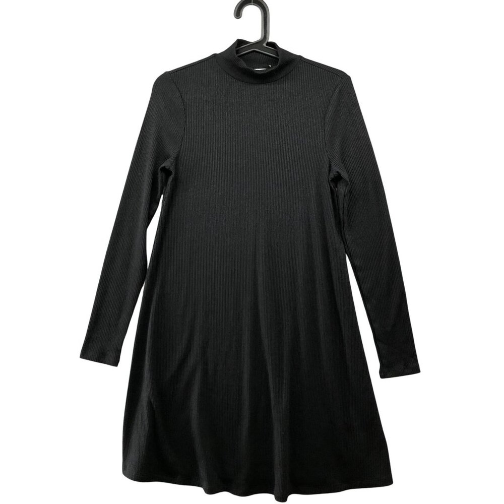Gap Long Sleeve Mock Neck Dress Womens Small S Black Ribbed T Shirt Dress